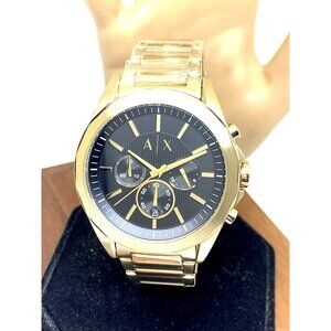 Armani Exchange Men's Watch AX2611 Quartz Chronograph Black Dial Gold Steel 44mm